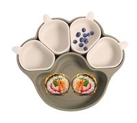 Hlagmix Platos para niños pequeños con succión, bandeja de división con ventosa en forma de garra de gato, plato para bebé, platos divididos de silicona, para comedor, familia