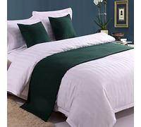 HLASMSPE Camino de cama de color sólido, caminos de cama de lino, bufandas, decoración del hogar, ropa de cama de hotel, toalla de cama, dormitorio, protección de colcha, verde oscuro, 50 x 180 cm