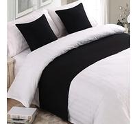 HLASMSPE Camino de cama de color sólido, caminos de cama de lino, bufandas, decoración del hogar, ropa de cama de hotel, toalla de cama, dormitorio, protección de colcha, negro, 50 x 180 cm para cama