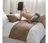 HLASMSPE Camino de cama de color sólido, manta de moda, decoración lavable, bufanda de cama para hotel, marrón, camino de cama de 50 x 210 cm para cama de 1,5 m