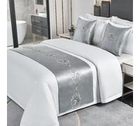 HLASMSPE Camino de Cama de Hotel, Color Sólido, Bufanda Moderna, Decoración de Colcha, Manta Plateada - 50 x 210 cm para Cama de 1,5 m