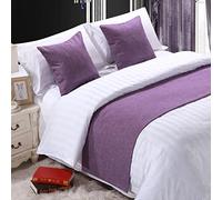 HLASMSPE Camino de cama de lino para decoración y protección de ropa de cama, color sólido, manta de cama, bufanda, colcha para hotel, dormitorio, hogar, morado, 50 x 240 cm para cama de 1,8 m