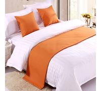 HLASMSPE Camino de cama de lino para decoración y protección de ropa de cama, color sólido, manta de cama, bufanda, colcha para hotel, dormitorio, hogar, naranja, 50 x 180 cm para cama de 1,2 m