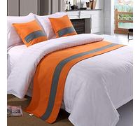 HLASMSPE Camino de cama de lino para pies de cama, bufanda, protección para dormitorio, hotel, colchas de cama, toalla de cama, naranja, 50 x 180 cm para cama de 1,2 m