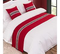 HLASMSPE Camino de cama de lino para pies de cama, bufanda, protección para dormitorio, hotel, colchas, toalla de cama, color rojo, 50 x 240 cm para cama de 1,8 m