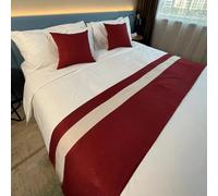 HLASMSPE Camino de cama de lino y algodón, cubrecama decorativo, bufanda de cama, funda de cama moderna, protección para hotel, boda, rojo, 50 x 210 cm, camino de cama para cama de 1,5 m