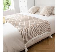 HLASMSPE Camino de cama de punto con borlas, bufanda, mantas suaves, colcha de moda, decoración de ropa de cama, toalla de protección para boda, hotel, dormitorio, marrón, 70 x 230 cm camino de cama