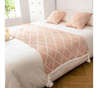 HLASMSPE Camino de cama de punto con borlas, bufanda, mantas suaves, colcha de moda, decoración de ropa de cama, toalla de protección para boda, hotel, dormitorio, naranja, 130x200cm camino de cama