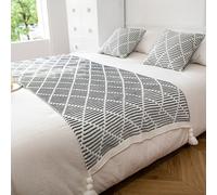 HLASMSPE Camino de cama de punto con borlas, bufanda, mantas suaves, colcha de moda, decoración de ropa de cama, toalla de protección para boda, hotel, dormitorio, negro, camino de cama de 70 x 230 cm