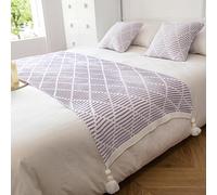 HLASMSPE Camino de cama de punto con borlas, mantas suaves, colcha de moda, decoración de ropa de cama, toalla de protección para boda, hotel, dormitorio, morado, 70 x 230 cm