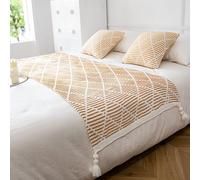 HLASMSPE Camino de cama de punto con borlas, mantas suaves, colcha de moda, decoración de ropa de cama, toalla de protección para boda, hotel, dormitorio, amarillo, 70 x 230 cm