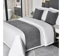 HLASMSPE Caminos de cama de hotel de color sólido, bufandas de cama modernas, decoración de colcha, mantas protectoras, color gris oscuro, camino de cama de 50 x 210 cm para cama de 1,5 m
