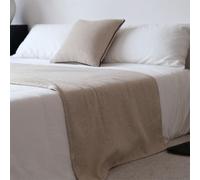 HLASMSPE Caminos de cama de lino y algodón, jacquard, decoración de ropa de cama, colcha de color sólido, funda de protección para hotel, color caqui, 85 x 200 cm, camino de cama para cama de 1,5 m