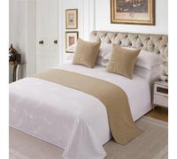 HLASMSPE Corredores de cama de hotel con color sólido, bufandas de cama modernas, cubrecama, decoración de edredón, mantas protectoras, caqui oscuro, 50x260cm para cama de 2m