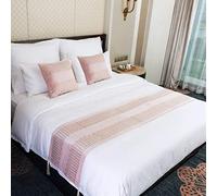 HLASMSPE Funda de cama de terciopelo con borlas, bufanda de cama con diamantes de imitación dorados, colcha suave para decoración de cama, para hotel, rosa, 45 x 180 cm, camino de cama para cama de