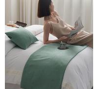 HLASMSPE Manta de Cama de Color Sólido, Sobrecama de Moda, Cubrecamas, Decoración Lavable, Bufanda de Cama, Protección para Cama de Hotel, Verde Oscuro, Sobrecama de 50x210cm para cama de 1.5m