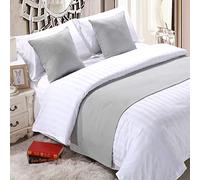 HLASMSPE - Sobrecama de lino para decoración y protección de ropa de cama, manta de cama de color sólido, manta para cama de hotel y hogar, gris crema, 50 * 180 cm para cama de 1,2 m