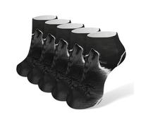 HLBSDM 5 pares de calcetines tobilleros con diseño de lobo frente a la luna para hombre y mujer, informales, deportivos, de corte bajo, ligeros y transpirables.