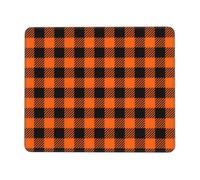 HLBSDM Alfombrilla de ratón con Borde de Goma Suave y Bonita, diseño de Cuadros Vichy en Negro y Naranja, 7,9 x 9,5 Pulgadas