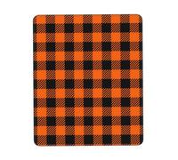 HLBSDM Alfombrilla de ratón de Goma Suave con Borde de Bloqueo, diseño Vertical, 10 x 12 Pulgadas, Estampado de Cuadros Vichy en Negro y Naranja, Varios tamaños.