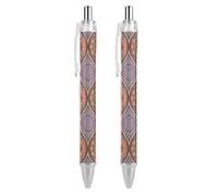 HLBSDM Bolígrafo retráctil con diseño floral mandala étnico de estilo vintage de la India, punta fina de 0,5 mm, bolígrafo de policarbonato duradero con clip para uso diario.
