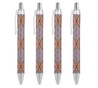 HLBSDM Bolígrafo retráctil con diseño floral mandala étnico de estilo vintage de la India, punta fina de 0,5 mm, bolígrafo de policarbonato duradero con clip para uso diario.