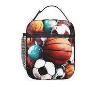 HLBSDM Bolsa de almuerzo portátil, ligera y aislada de Various Balls - Bolso pequeño reutilizable para mujeres y adultos para el trabajo, viajes y picnics.
