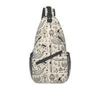 HLBSDM Bolso bandolera con notas egipcias, jeroglíficos, mochila de hombro, bandolera egipcia antigua, mochila informal de día