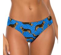 HLBSDM Braguitas de Tanga sexys con diseño de Pastor alemán y Estrellas Azules, Ropa Interior de Hilo G, Espalda en T, Tiro bajo para Mujer