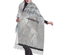 HLBSDM Bufanda de cachemira con flecos Éxodo 15:2. Bufandas de seda para otoño e invierno, súper cálidas y suaves. Accesorio de moda
