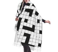 HLBSDM Bufanda de cachemira con flecos y estampado de crucigramas. Bufandas de seda para otoño e invierno, súper cálidas y suaves: accesorio de moda