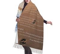 HLBSDM Bufanda de cachemira con flecos y poema Huellas en la arena. Bufandas de seda para otoño e invierno, súper cálidas y suaves: un accesorio de moda