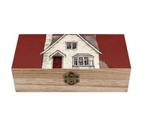 HLBSDM Caja de almacenamiento de madera vintage de línea blanca, caja de recuerdos para joyas, fotos y cartas, elegante organizador de escritorio para decoración del hogar y la oficina.