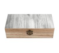 HLBSDM Caja de madera vintage con textura de madera blanca, ideal para guardar joyas, fotos y cartas, elegante organizador de escritorio para decoración del hogar y la oficina.