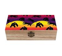 HLBSDM Caja organizadora de madera para recuerdos con tapa, estuche decorativo para guardar joyas, joyas, luna llena, Sasquatch, guepardo negro, contenedor para aniversario de bodas.