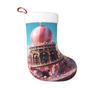 HLBSDM Calcetín navideño estampado Mundo de cuento de hadas con deliciosos dulces (2 unidades) para fiestas familiares. Calcetín colgante de 45 cm (17,7 pulgadas) para repisa de chimenea con asa.