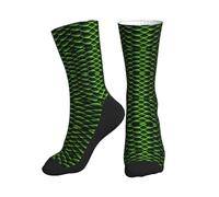 HLBSDM Calcetines de tripulación para hombre y mujer, con estampado de escamas de dragón verde psicodélico, ideales para practicar senderismo y correr.