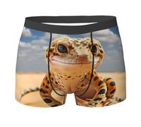 HLBSDM Calzoncillos bóxer para Hombre con Estampado de Gecko y Leopardo en Color Arena, Suaves y cómodos.