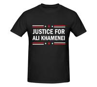 HLBSDM Camiseta de algodón con Cuello Redondo Justicia para Ali Khamenei para Hombre y Mujer