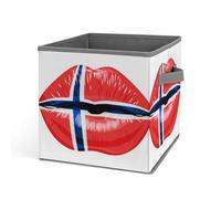 HLBSDM Cestas plegables de tela con forma de cubo de 10,6 pulgadas con diseño de la bandera de Noruega para el hogar y el dormitorio.