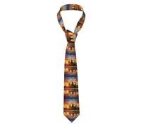 HLBSDM Corbata de lujo para hombre con estampado de Angkor Wat y cielo colorido, ideal para bodas y negocios. Textura similar a la seda. Regalo formal para padrinos de boda y profesionales.