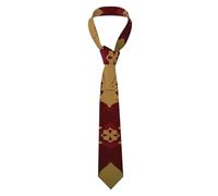 HLBSDM Corbata para hombre, corbatas de boda - Adorno de lirio dorado, letreros de estilo moderno sobre fondo rojo imperio, corbata decorativa cuadrada para hombre.
