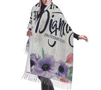 HLBSDM Ella está vestida de fuerza y dignidad Proverbios 31:25 Bufanda de cachemira con flecos Bufandas de seda de otoño e invierno súper cálidas y suaves - Accesorio de moda