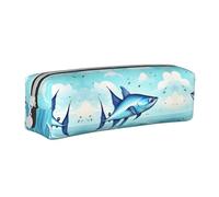 HLBSDM Estuche para lápices de Cuero con Cremallera con diseño de Peces voladores en los océanos, Estuche Tridimensional para bolígrafos con Gran Capacidad, Duradero, práctico y portátil.