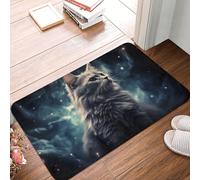 HLBSDM Felpudo de Entrada con diseño de Gato en Nebulosa, Resistente y Duradero, Ideal para Exteriores e Interiores, Que atrapa la Suciedad, Absorbente, Antideslizante, de Perfil bajo, de 61 x 40 cm.