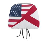 HLBSDM Fundas para reposacabezas de Coche Personalizadas con la Bandera del Estado de EE. UU. y Alabama, Fundas Suaves para Asientos de automóvil, Accesorios para decoración de Interiores, 2 Piezas
