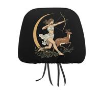 HLBSDM Fundas para reposacabezas de Coche Personalizadas, diseño de la Diosa Griega Artemisa, Suaves, para Asientos de automóvil, Accesorios de decoración Interior, 2 Unidades