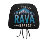 HLBSDM Fundas universales Estampadas para reposacabezas de Coche con el Lema Eat Sleep Rave Repeat (Come, Duerme, Rave, Repite). Protector de reposacabezas para Asiento de Coche (2 Unidades).