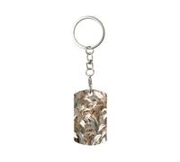 HLBSDM Llavero rectangular de metal chapado con ojo de leopardo tras un suave velo de cristal esmerilado para mujeres y hombres.