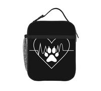HLBSDM Lonchera con forma de huella de perro y latido de corazón, bolsa térmica para el almuerzo para hombres y mujeres, asa desmontable, bolsa de transporte para la comida.